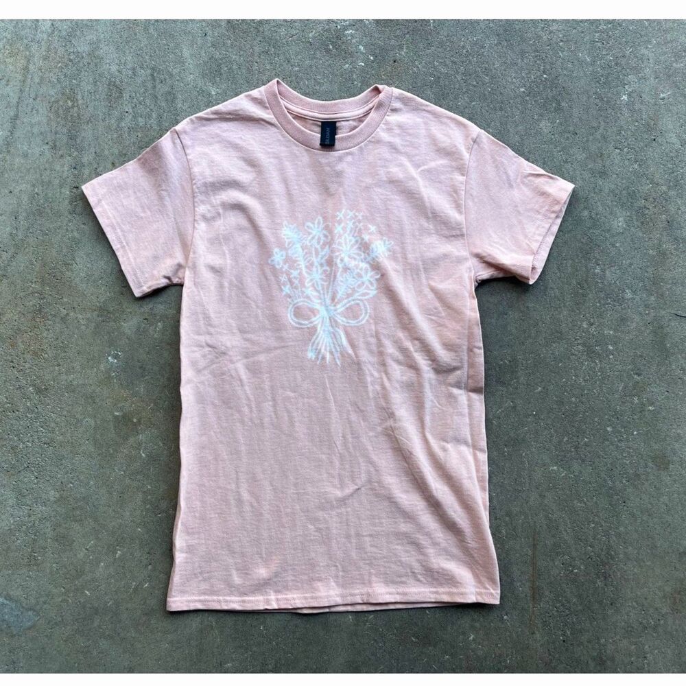 Upcycled Bleach Painted T-Shirt Pink Flowers Women S